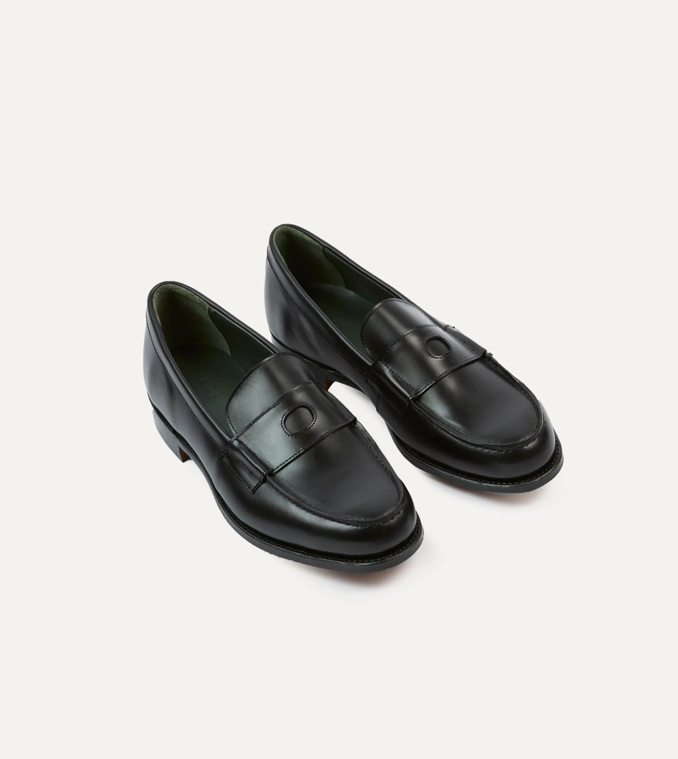 Drake’s Black Calf Leather Charles Mk II Goodyear Welted Penny Loafer