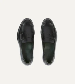 Drake’s Black Calf Leather Charles Mk II Goodyear Welted Penny Loafer