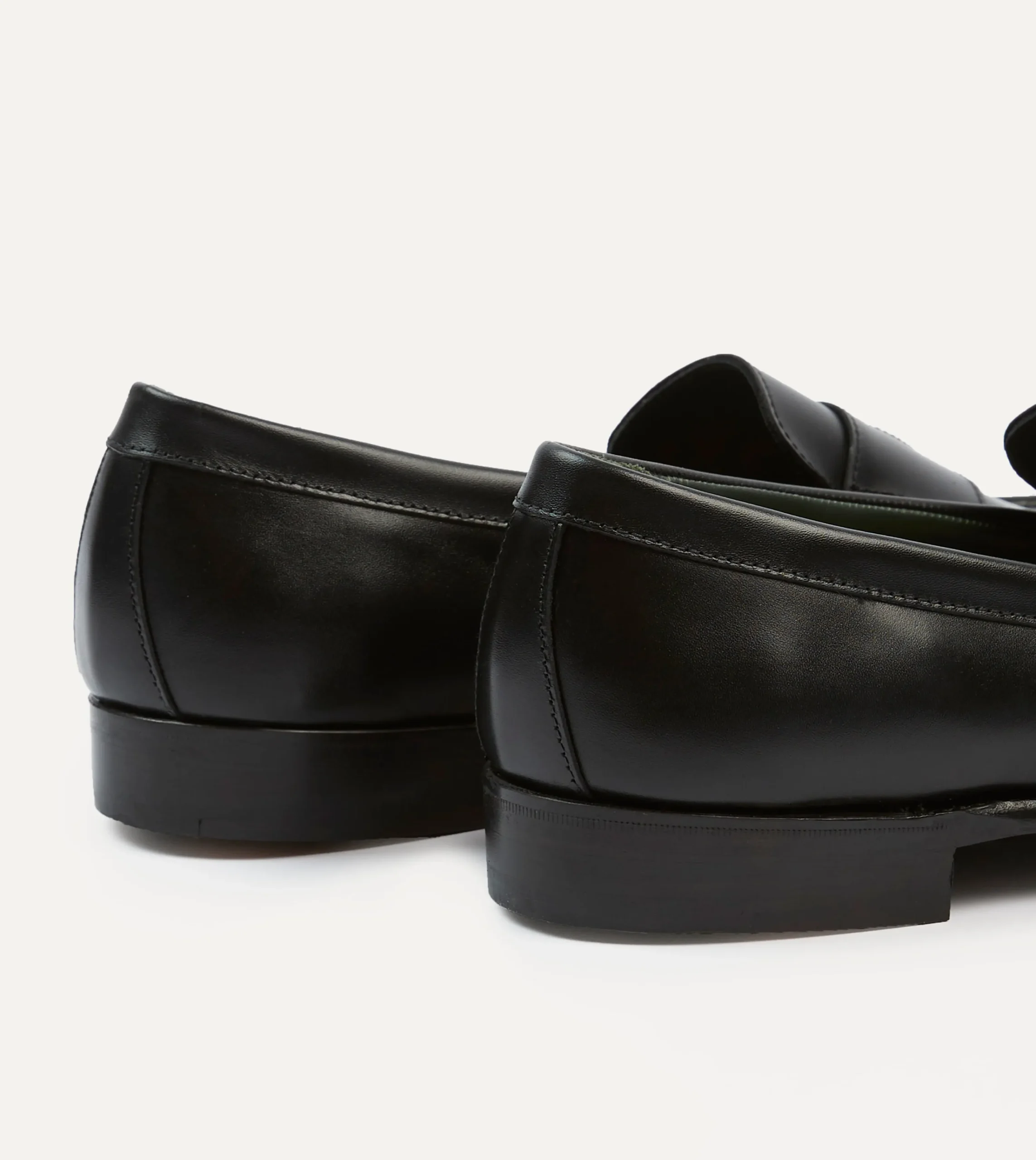 Drake’s Black Calf Leather Charles Mk II Goodyear Welted Penny Loafer