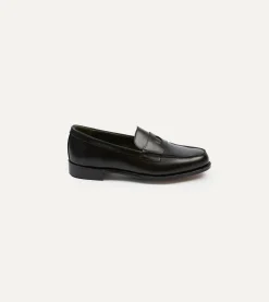 Drake’s Black Calf Leather Charles Mk II Goodyear Welted Penny Loafer