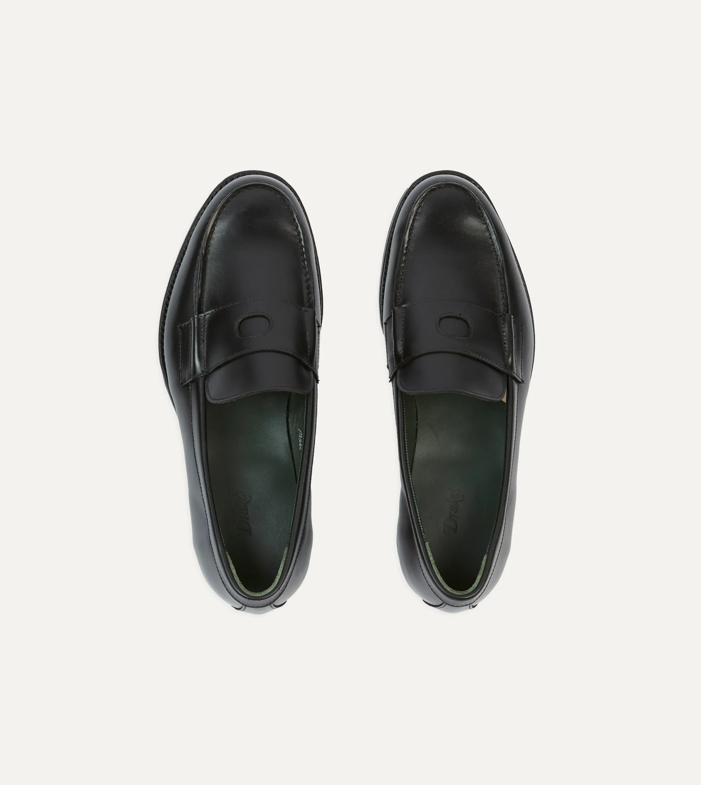 Drake’s Black Calf Leather Charles Mk II Goodyear Welted Penny Loafer