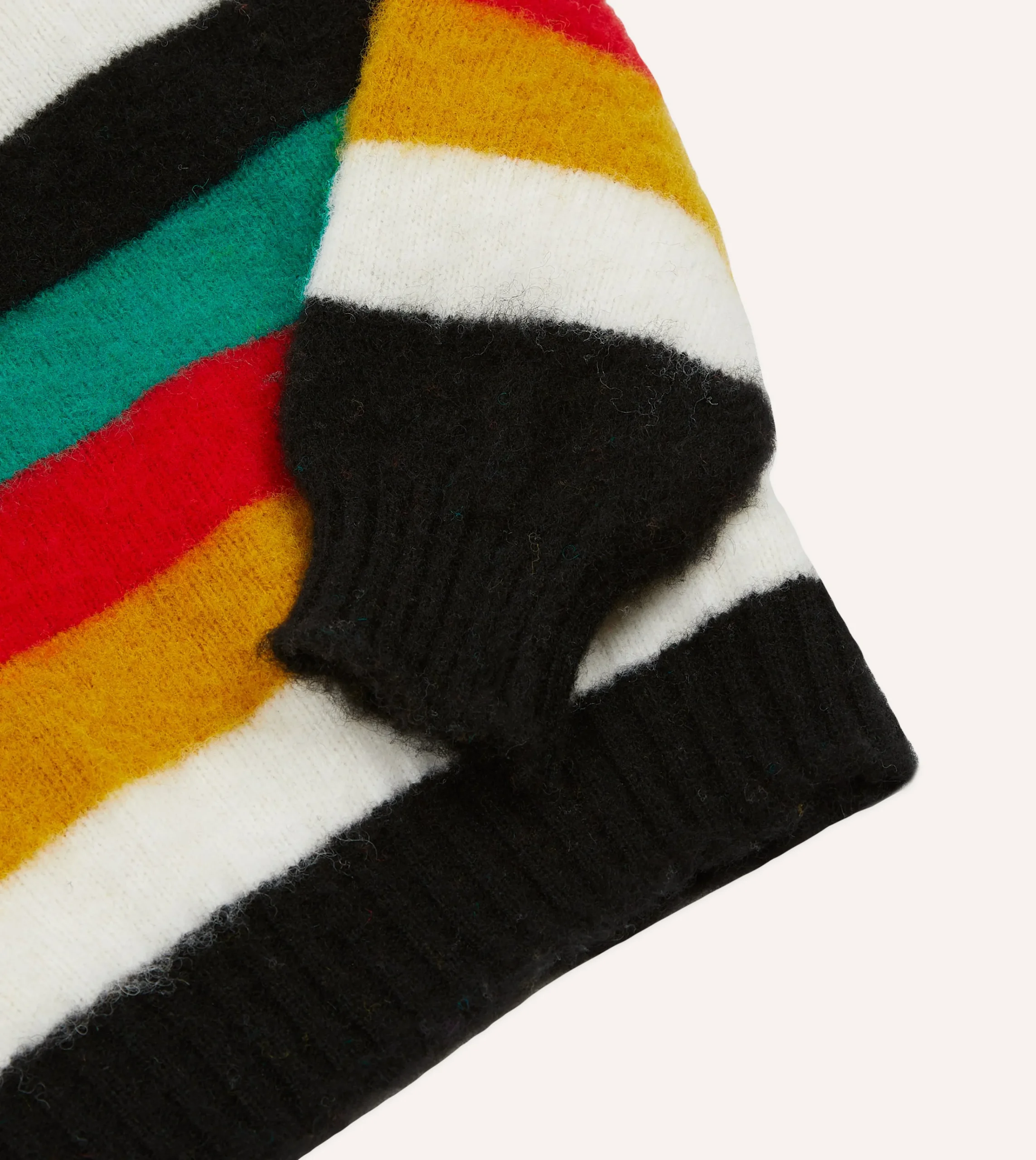 Drake’s Black Multi Stripe Brushed Shetland Crew Neck Jumper