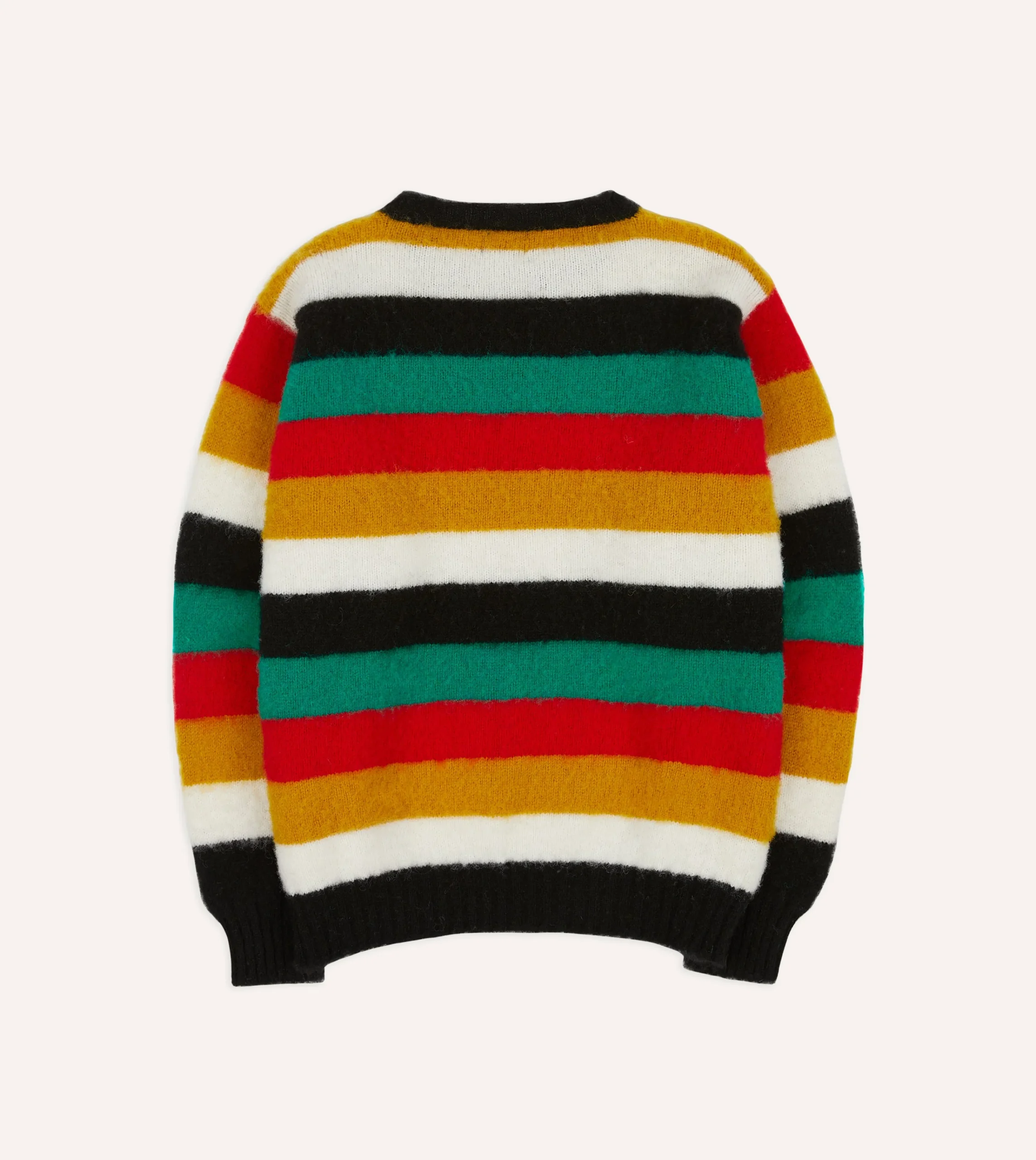 Drake’s Black Multi Stripe Brushed Shetland Crew Neck Jumper