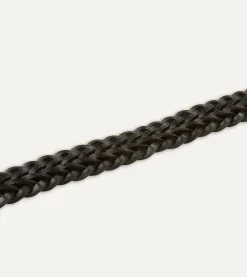 Drake’s Black Plaited Bridle Leather Belt With Brass Buckle
