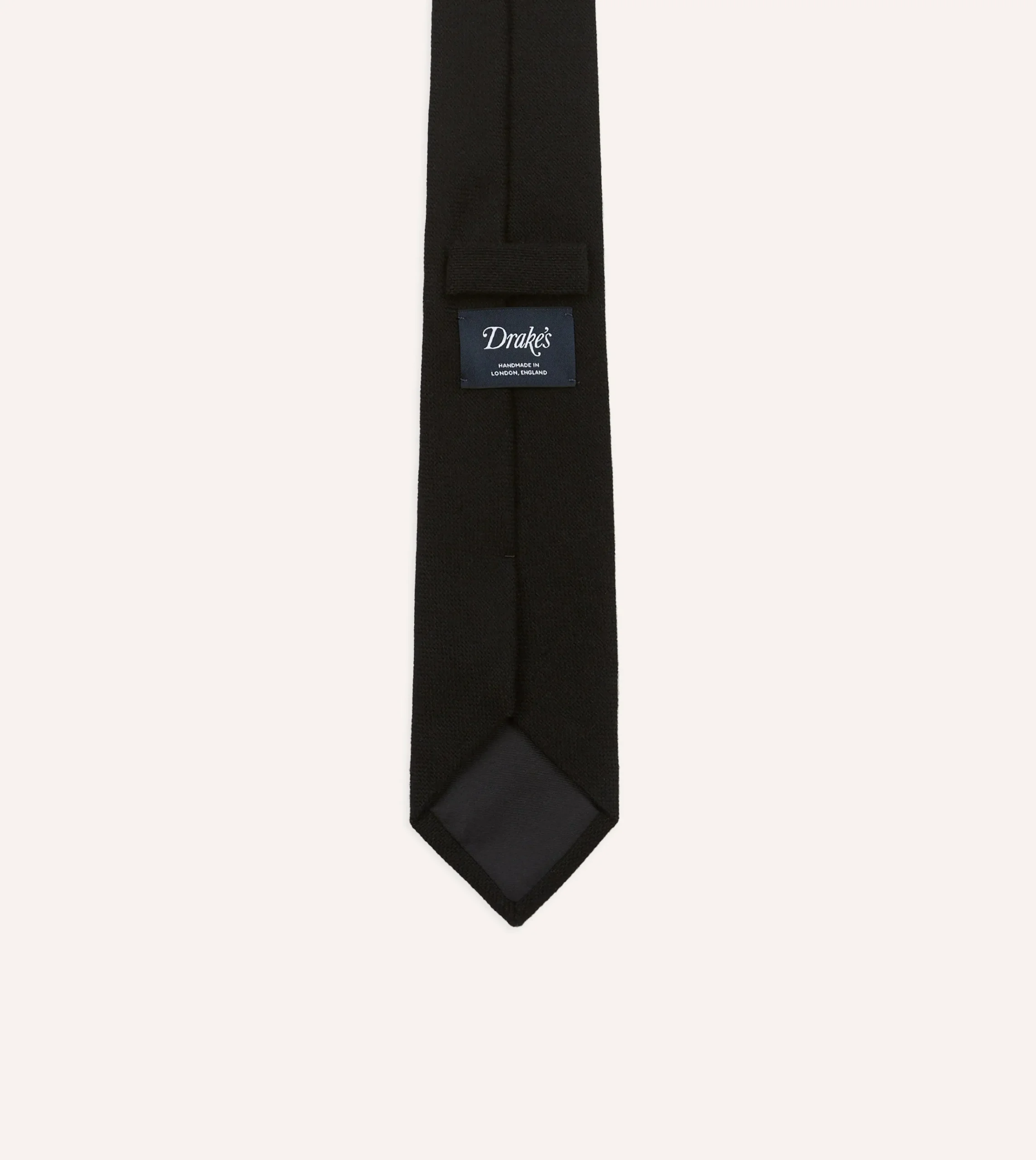 Drake’s Black Pure Cashmere Solid Tipped Tie