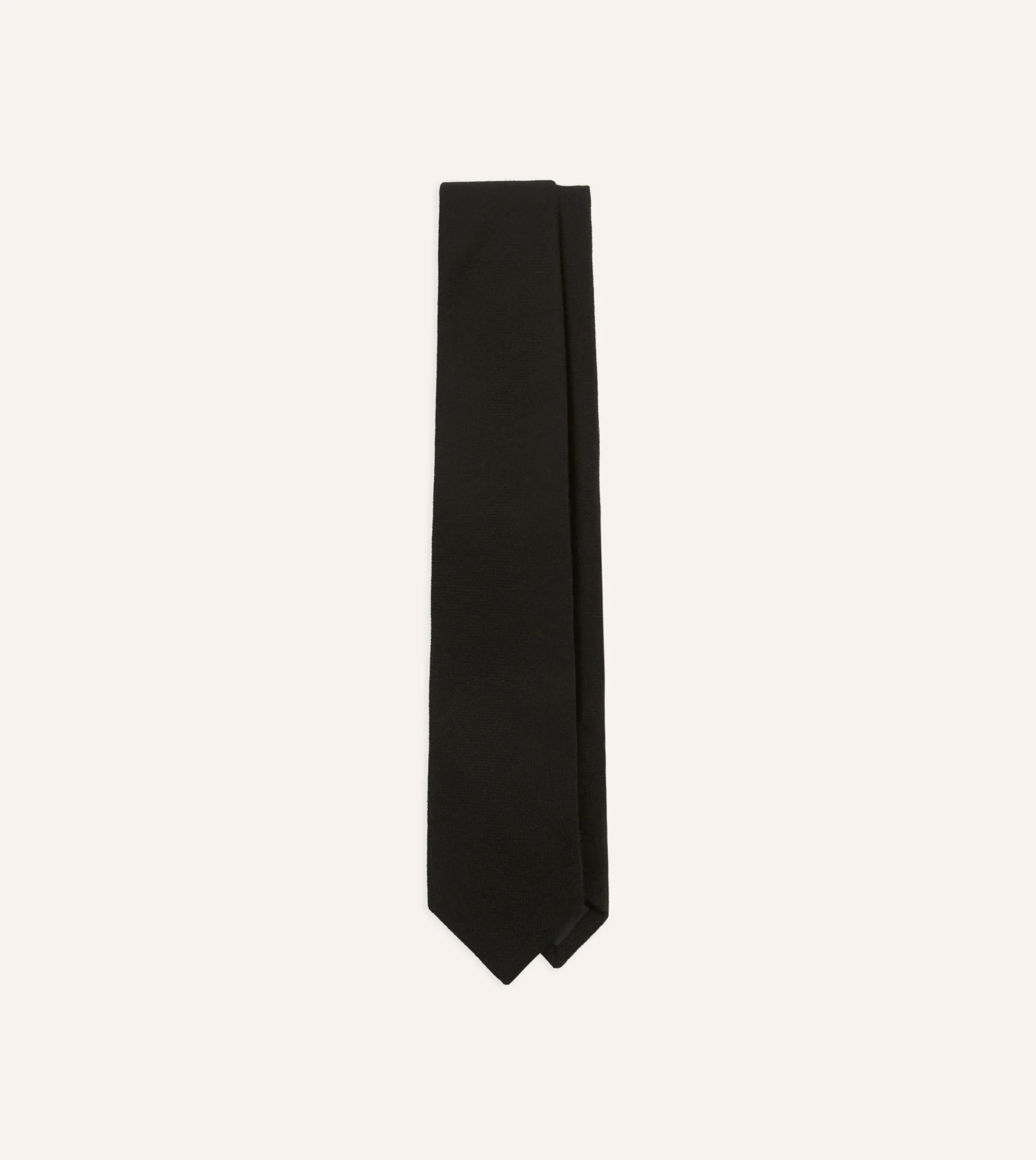 Drake’s Black Pure Cashmere Solid Tipped Tie
