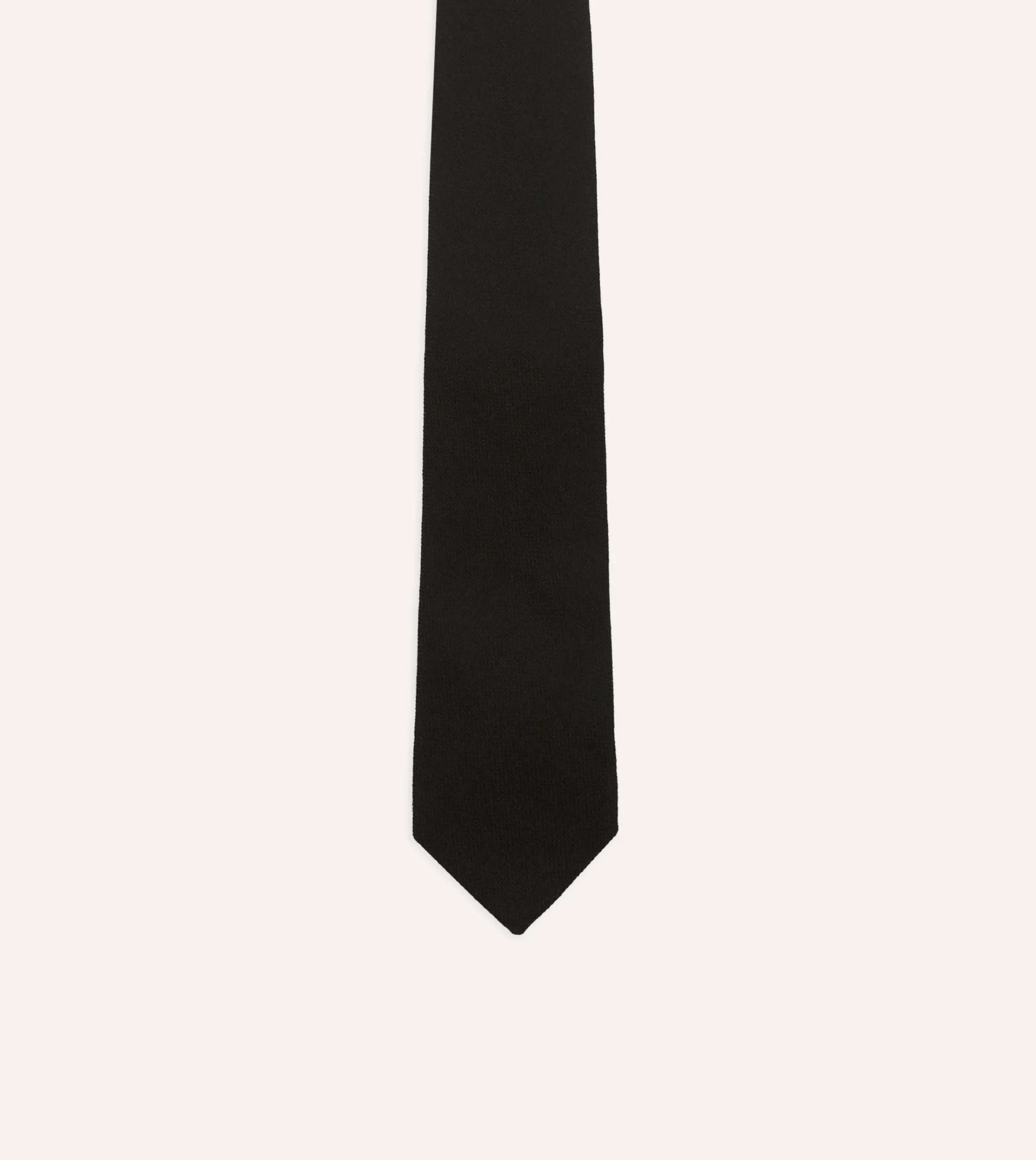 Drake’s Black Pure Cashmere Solid Tipped Tie