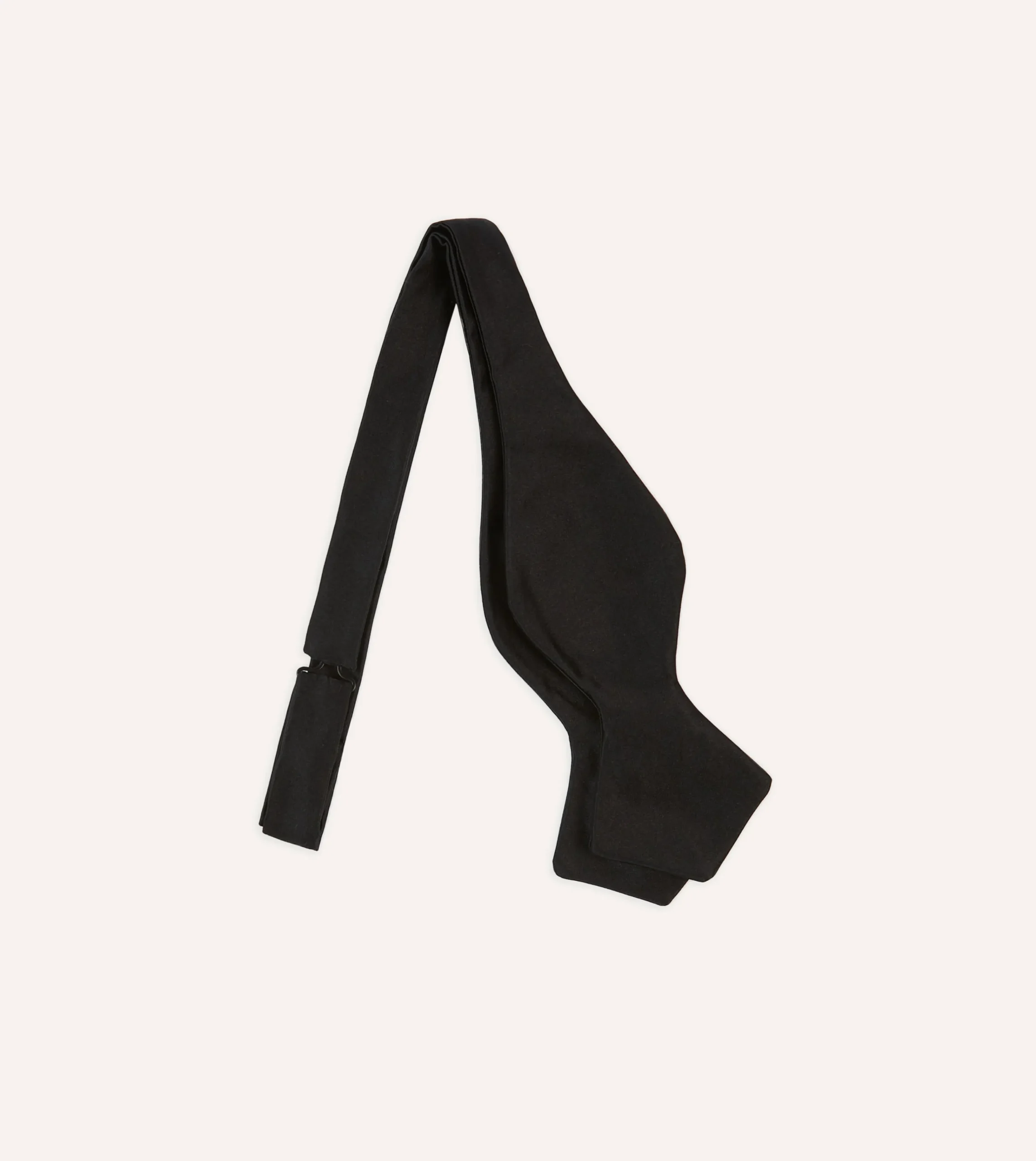 Drake’s Black Self-Tie Satin Batwing Bow Tie