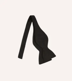 Drake’s Black Self-Tie Satin Butterfly Bow Tie
