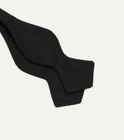 Drake’s Black Self-Tie Silk Batwing Bow Tie