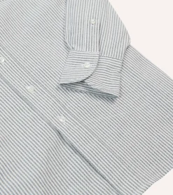Drake’s Ticking Stripe Cotton Oxford Cloth Button-Down Shirt
