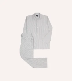 Drake’s Black Ticking Stripe Cotton Pyjama Set
