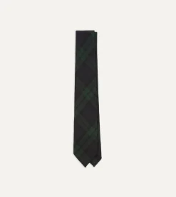 Drake’s Blackwatch Check Hand Rolled Wool Tie