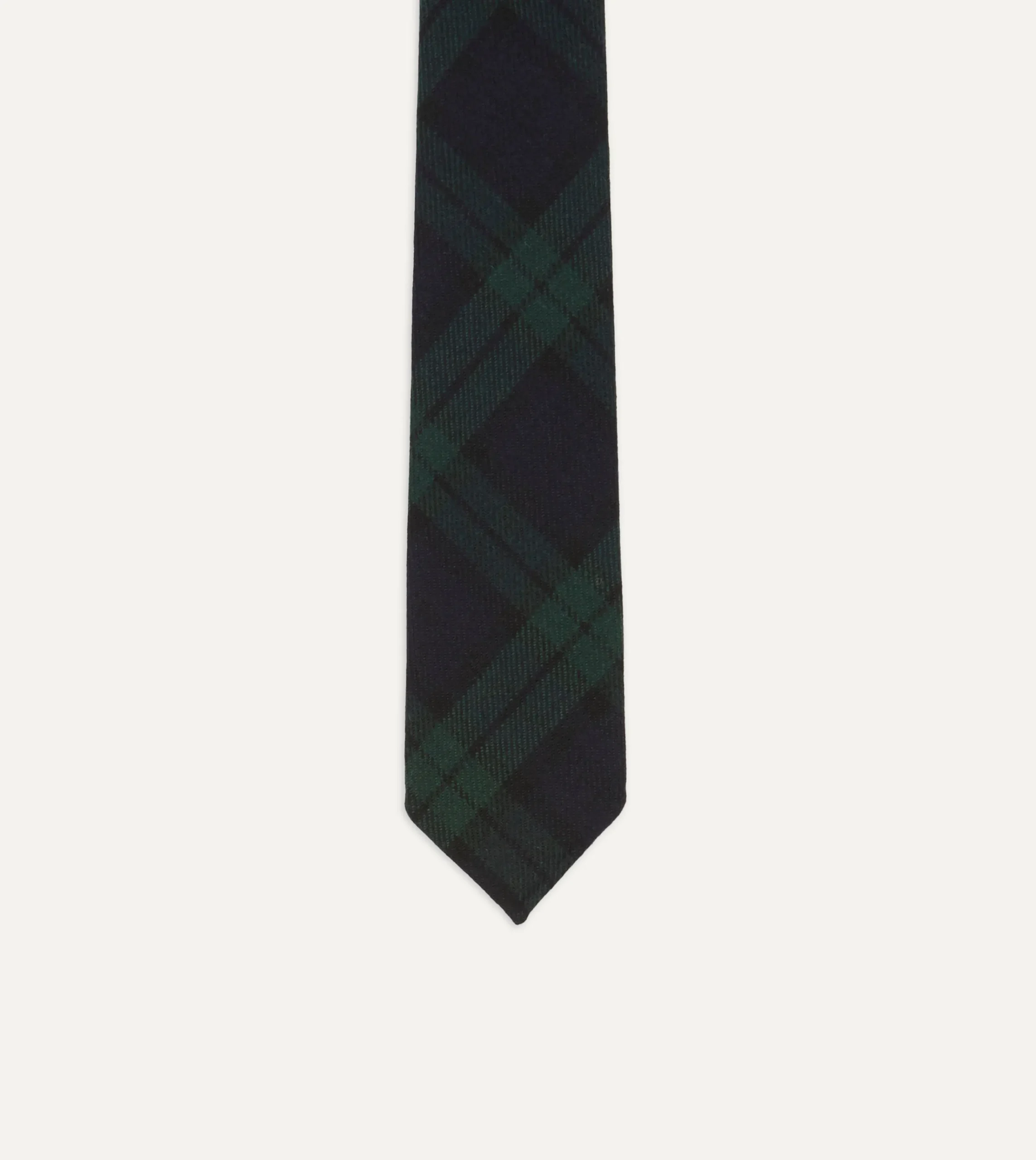 Drake’s Blackwatch Check Hand Rolled Wool Tie