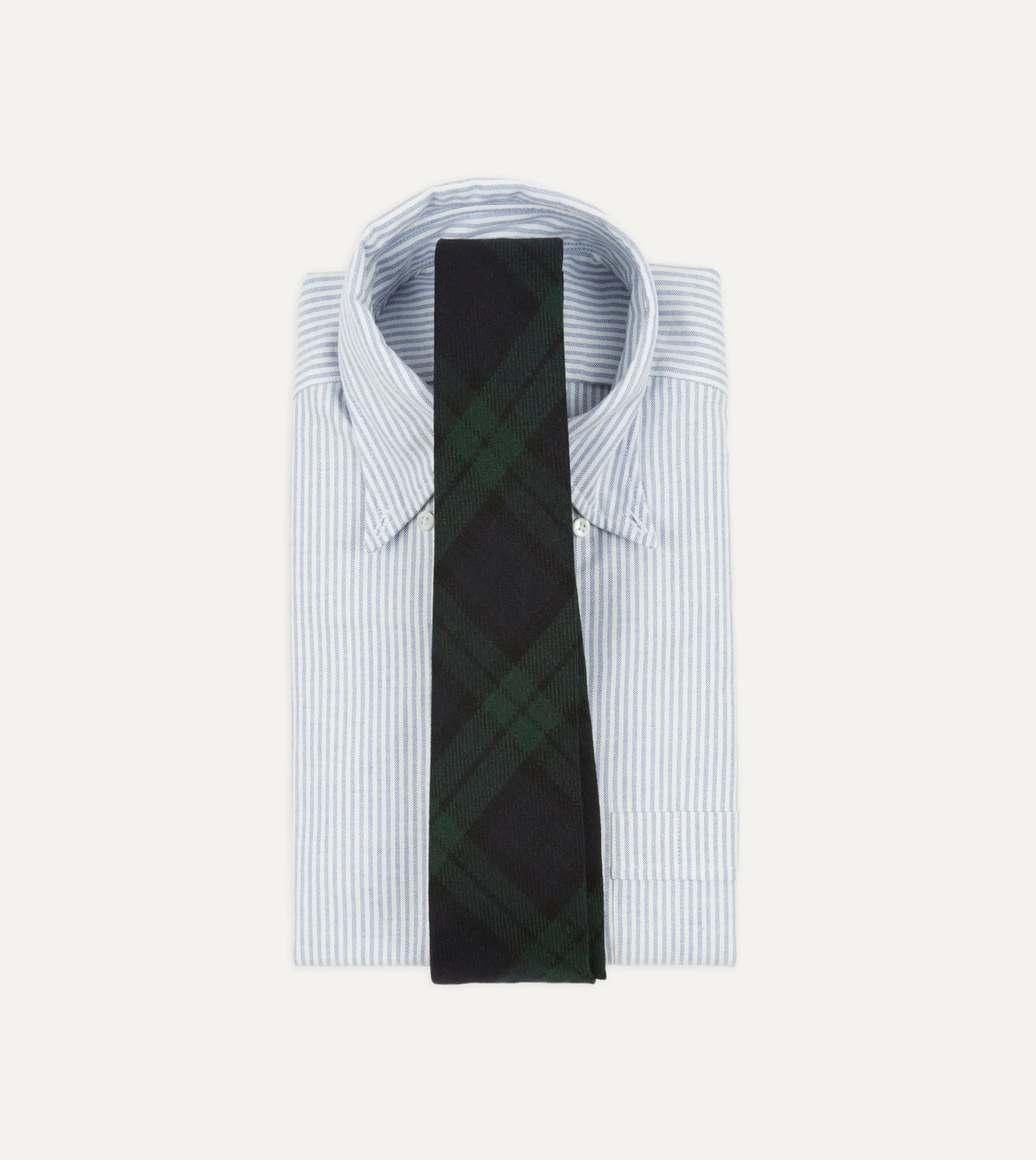 Drake’s Blackwatch Check Hand Rolled Wool Tie