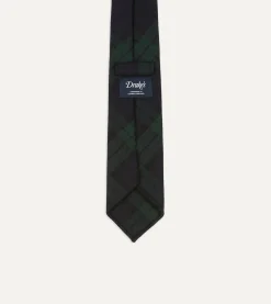 Drake’s Blackwatch Check Hand Rolled Wool Tie