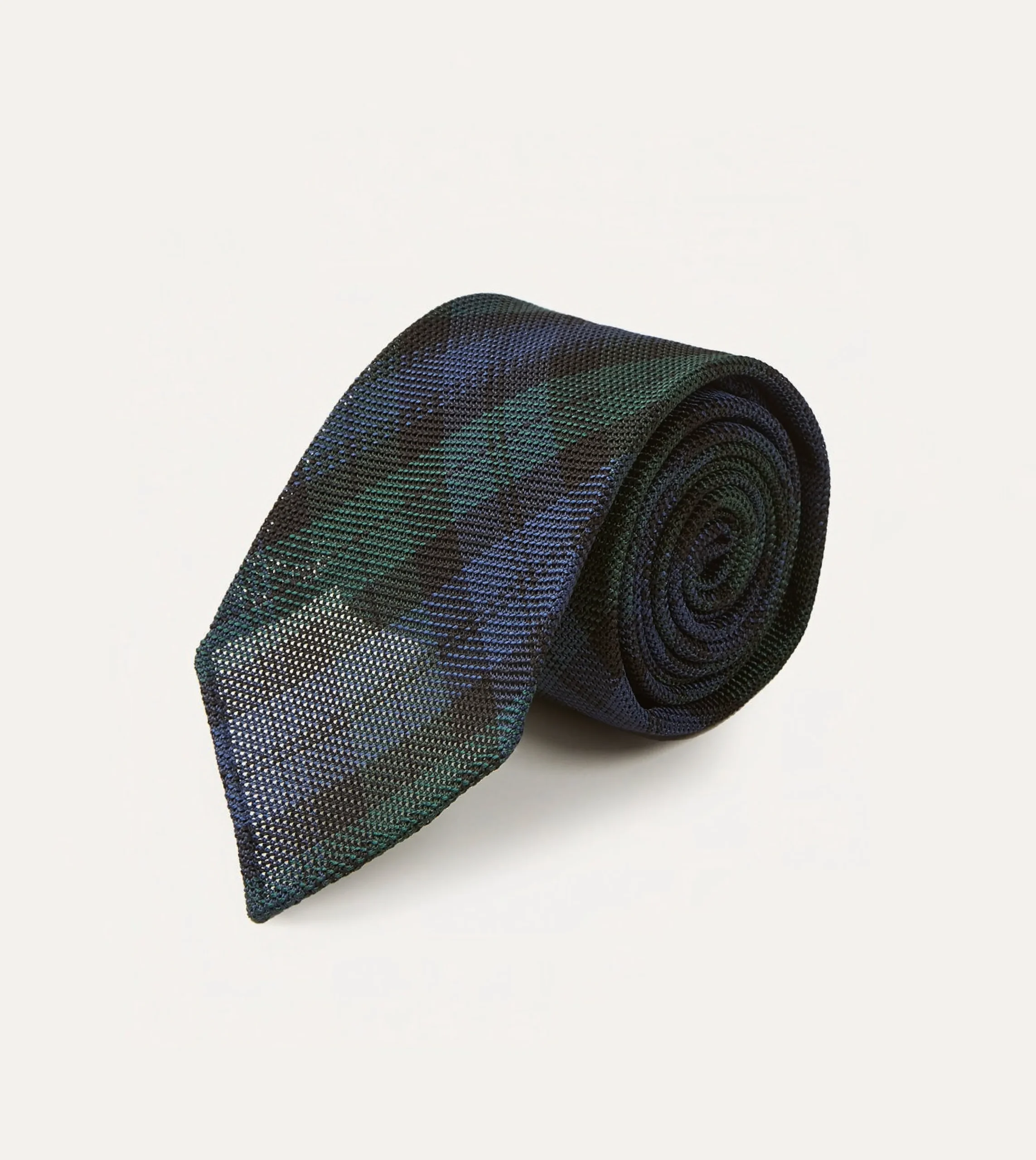 Drake’s Blackwatch Fine Woven Grenadine Silk Hand Rolled Tie