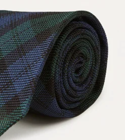Drake’s Blackwatch Fine Woven Grenadine Silk Hand Rolled Tie