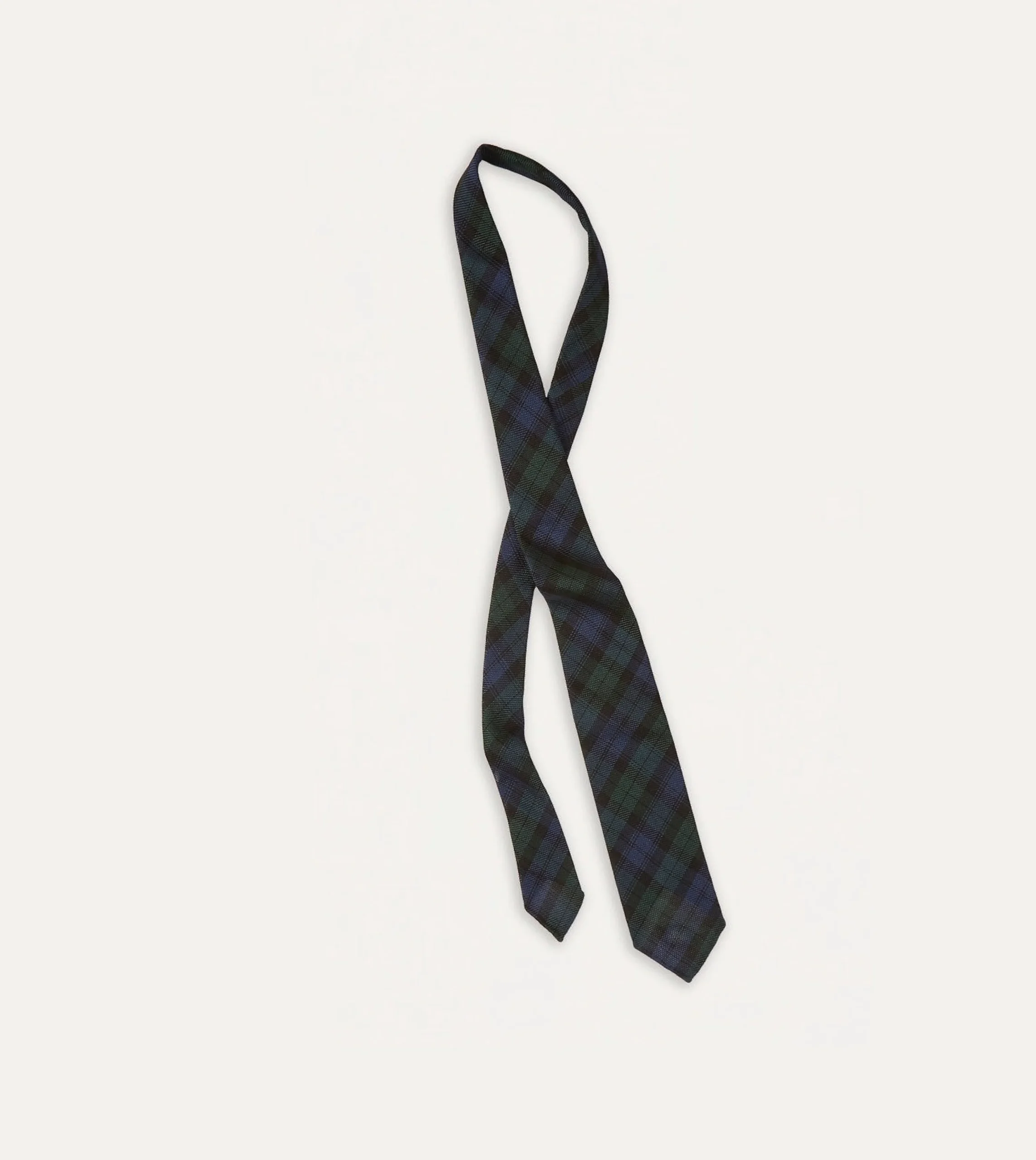 Drake’s Blackwatch Fine Woven Grenadine Silk Hand Rolled Tie