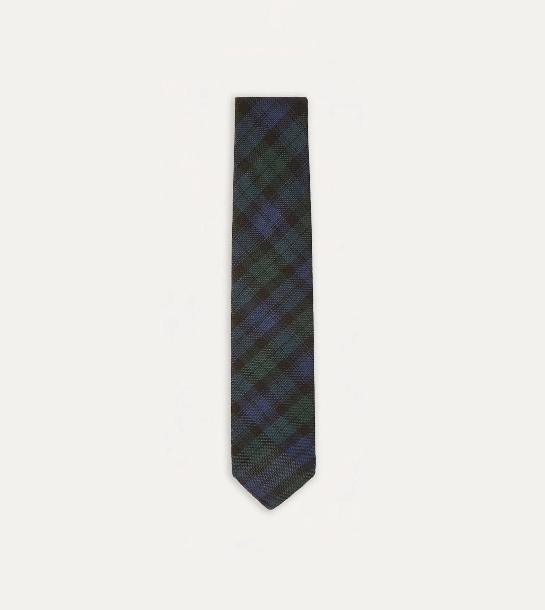 Drake’s Blackwatch Fine Woven Grenadine Silk Hand Rolled Tie