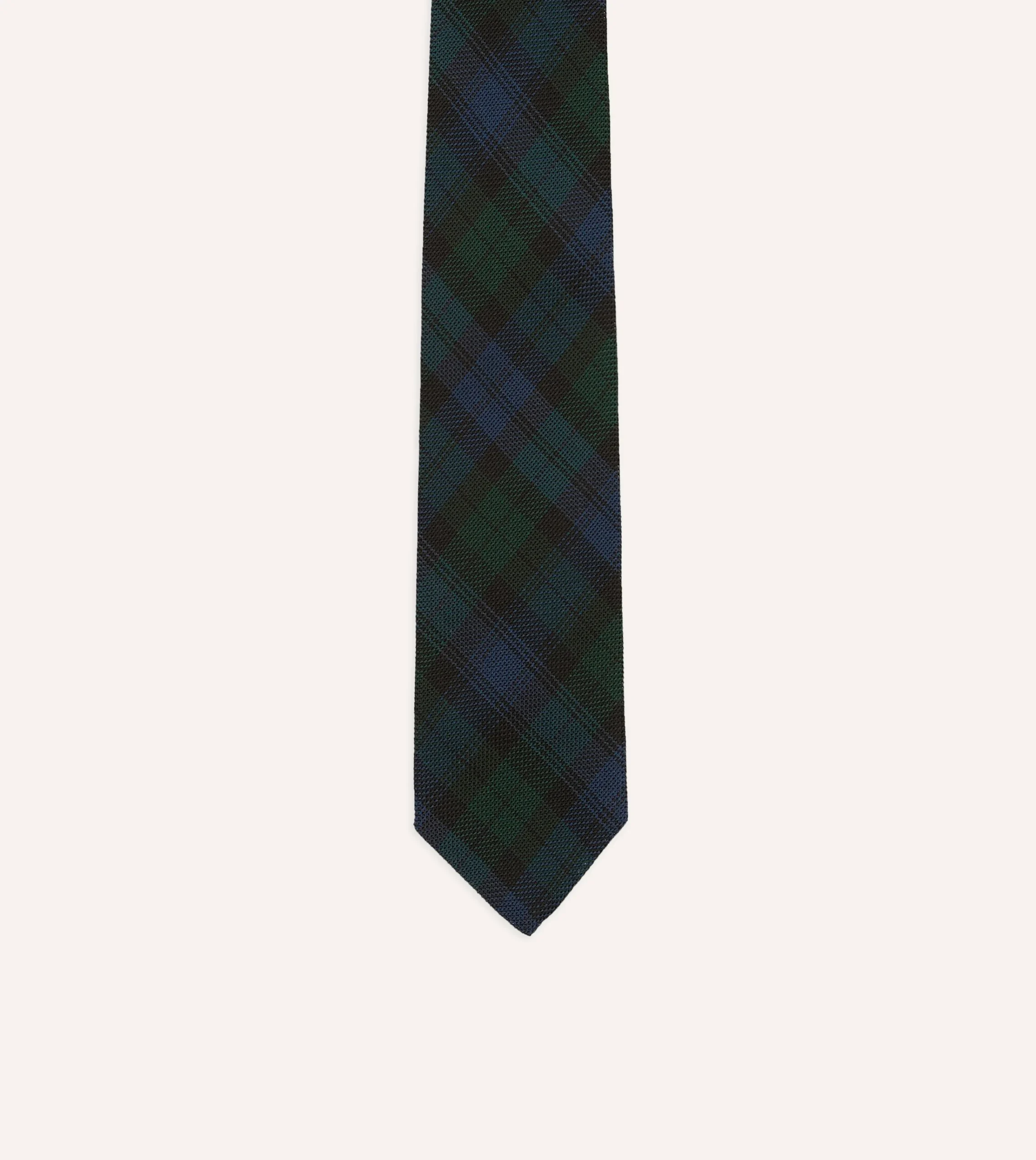 Drake’s Blackwatch Fine Woven Grenadine Silk Tipped Tie