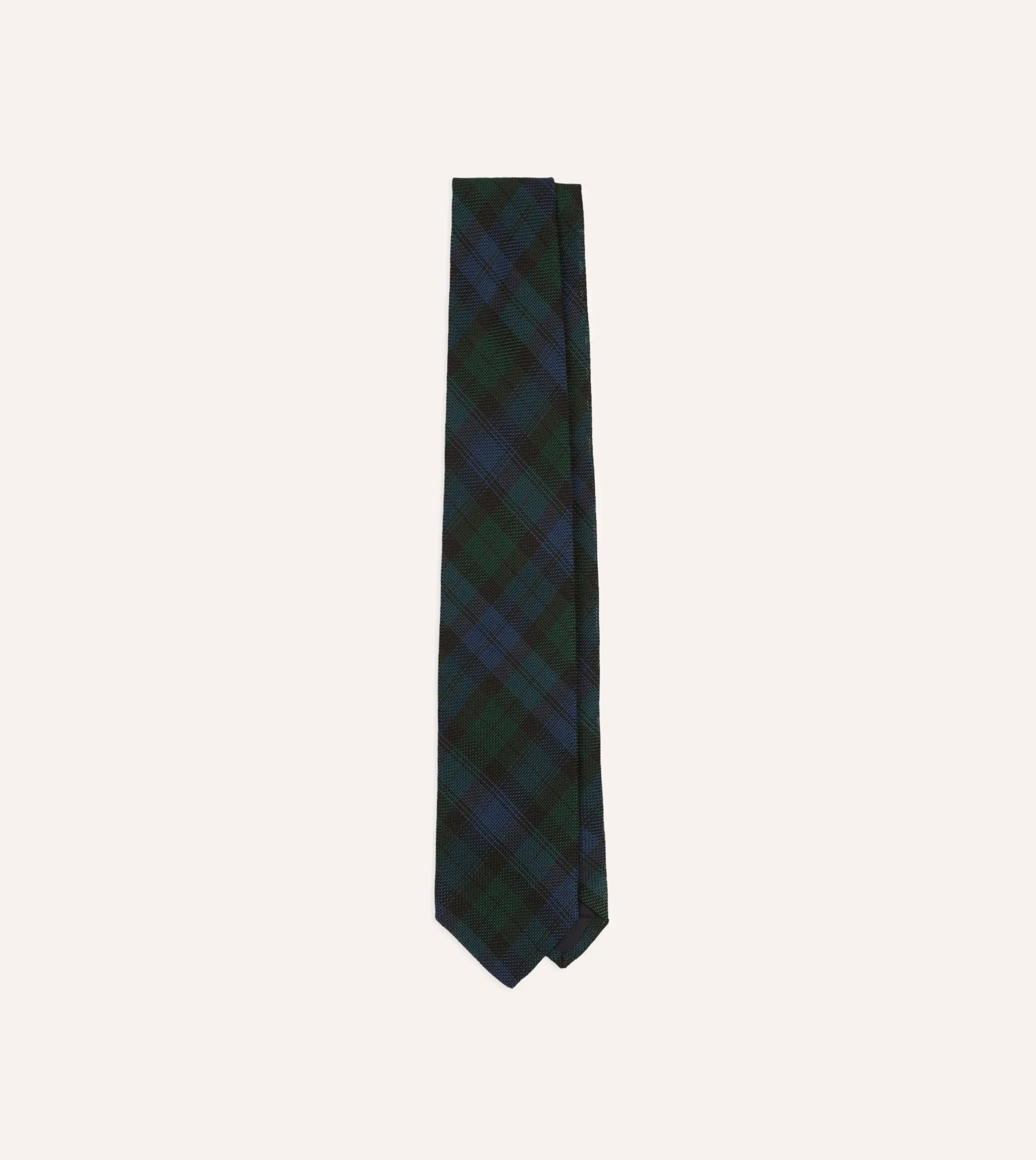 Drake’s Blackwatch Fine Woven Grenadine Silk Tipped Tie