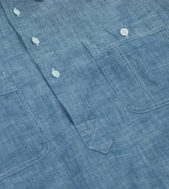 Drake’s Bleach Blue Cotton Chambray Button-Down Popover Shirt