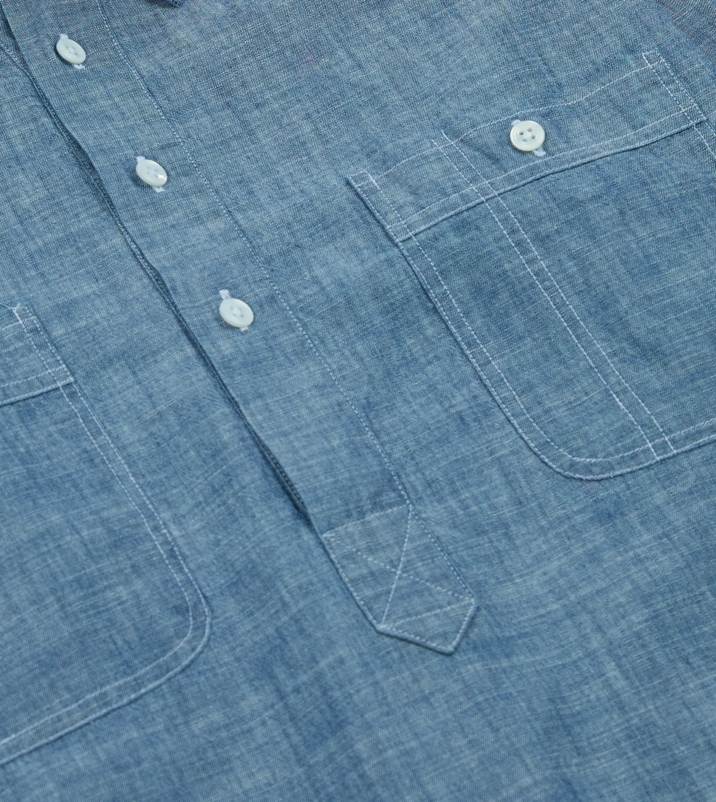 Drake’s Bleach Blue Cotton Chambray Button-Down Popover Shirt