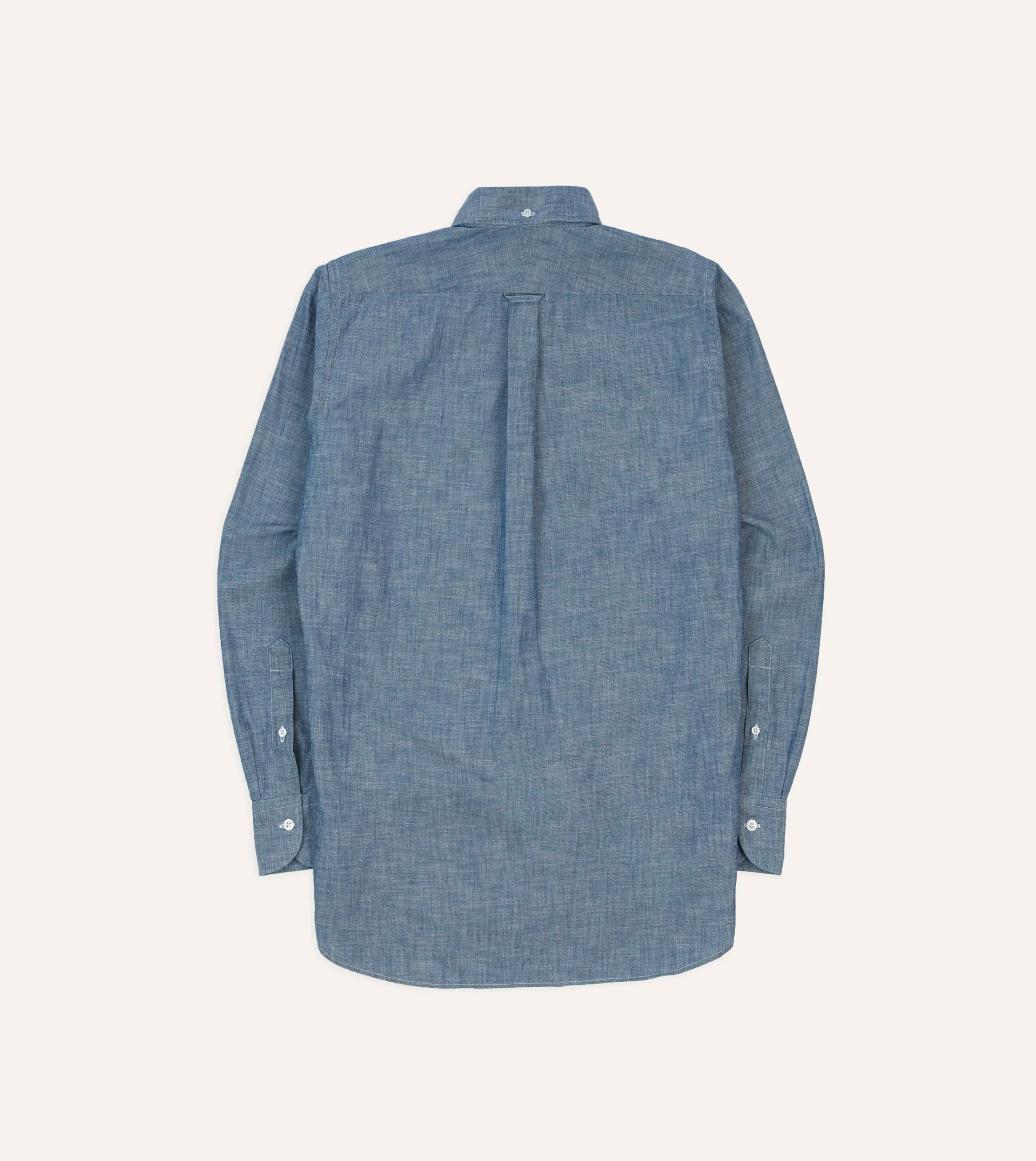 Drake’s Bleach Blue Cotton Chambray Button-Down Popover Shirt