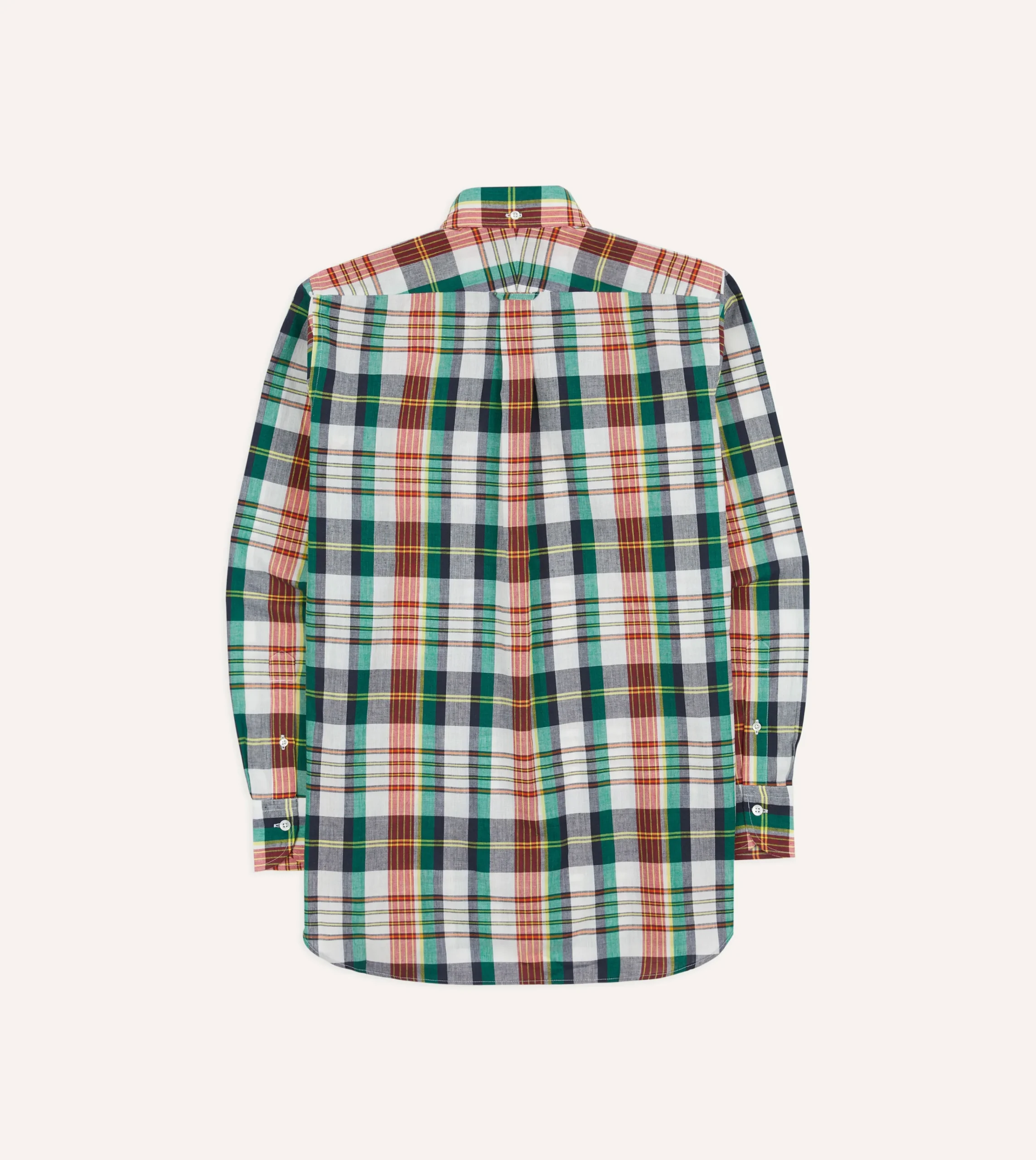 Drake’s Blue And Red Madras Check Cotton Button-Down Shirt