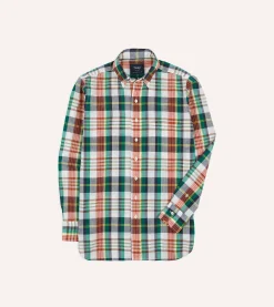Drake’s Blue And Red Madras Check Cotton Button-Down Shirt