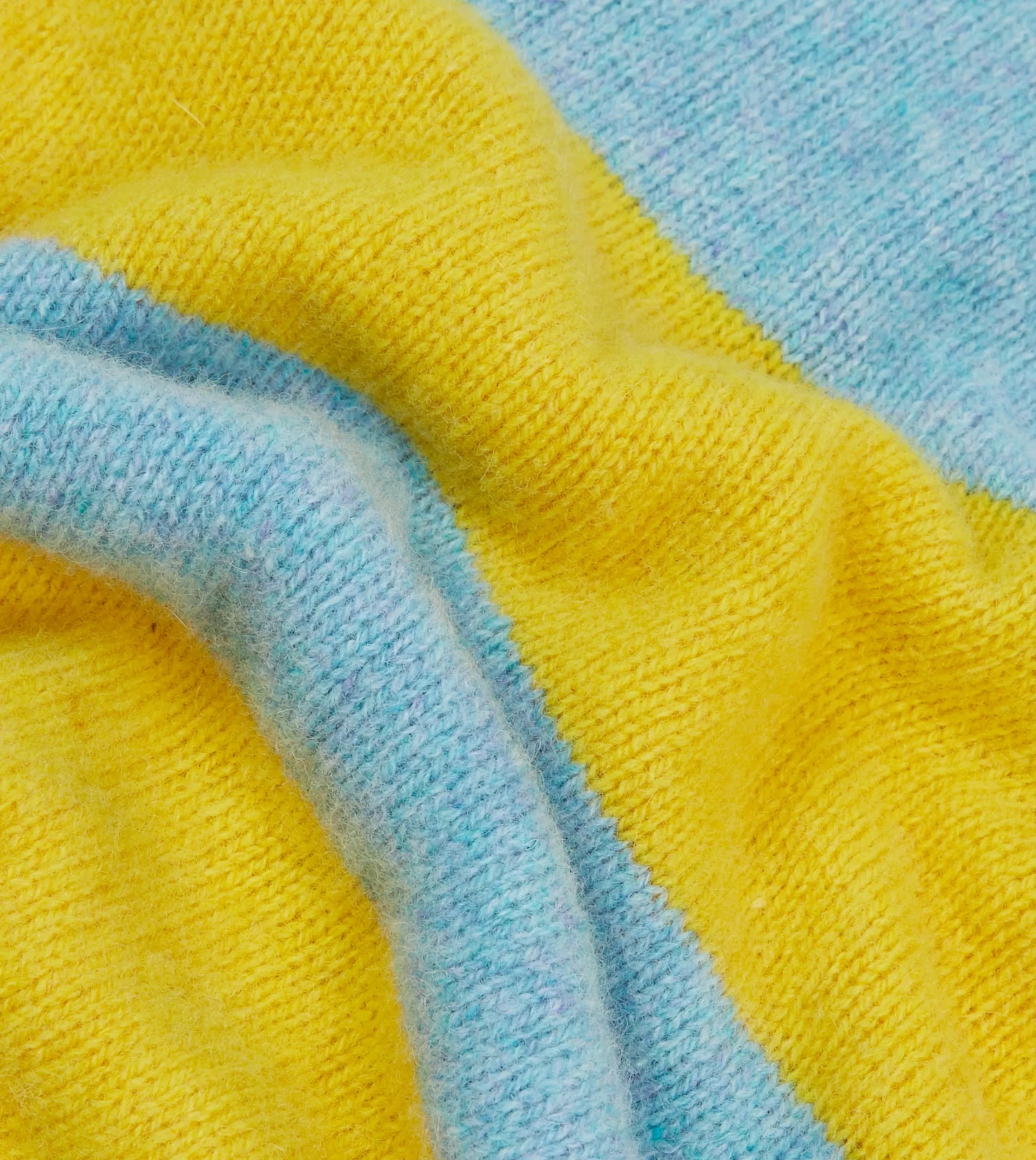 Drake’s Blue And Yellow Striped Brushed Shetland Crew Neck Jumper