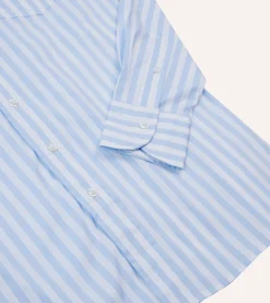 Drake’s Blue Broad Stripe Cotton Poplin Button-Down Shirt
