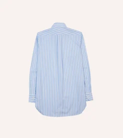Drake’s Blue Broad Stripe Cotton Poplin Button-Down Shirt