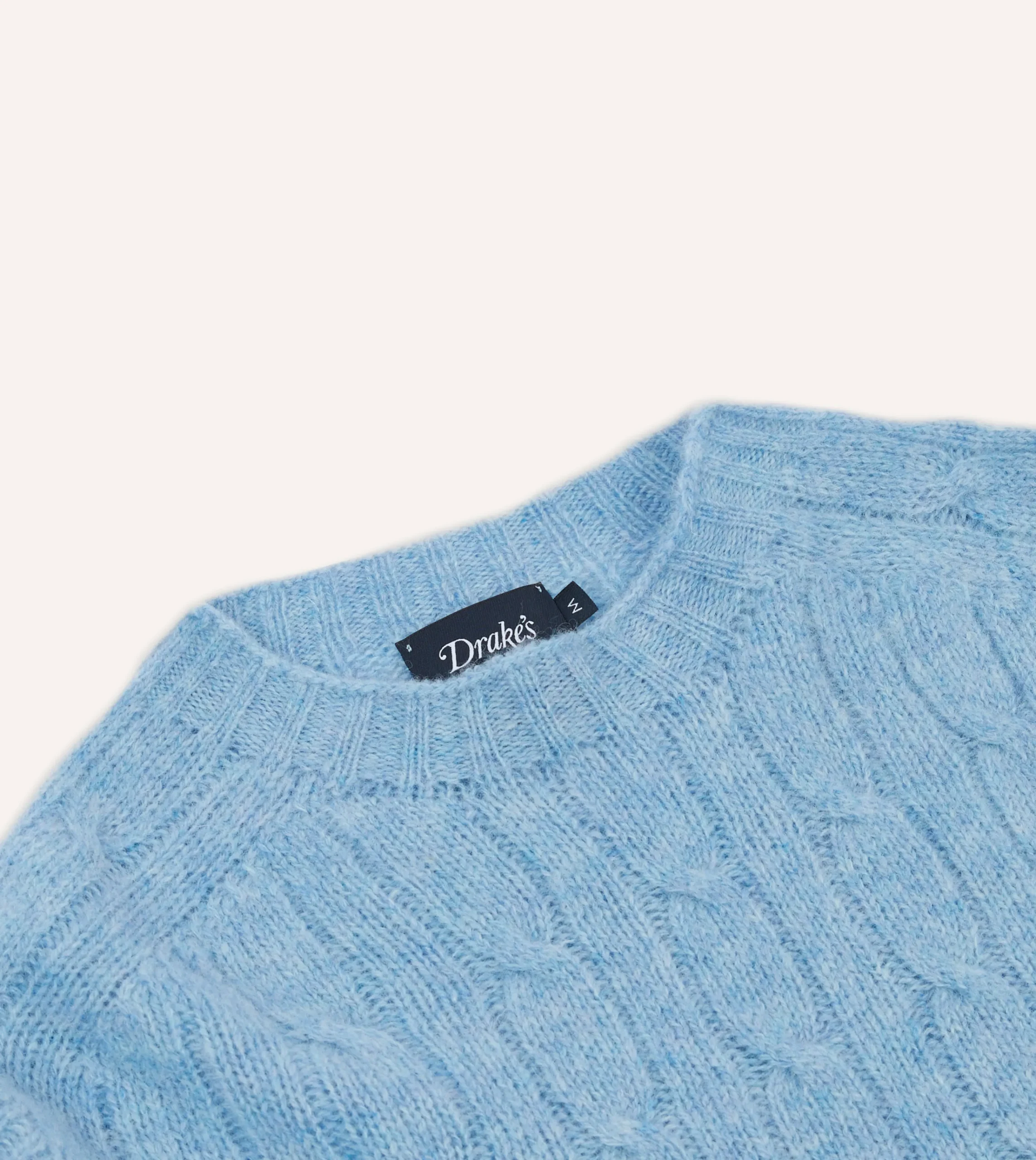 Drake’s Brushed Shetland Cable Knit Crew Neck Jumper