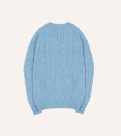 Drake’s Brushed Shetland Cable Knit Crew Neck Jumper