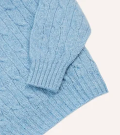 Drake’s Brushed Shetland Cable Knit Crew Neck Jumper
