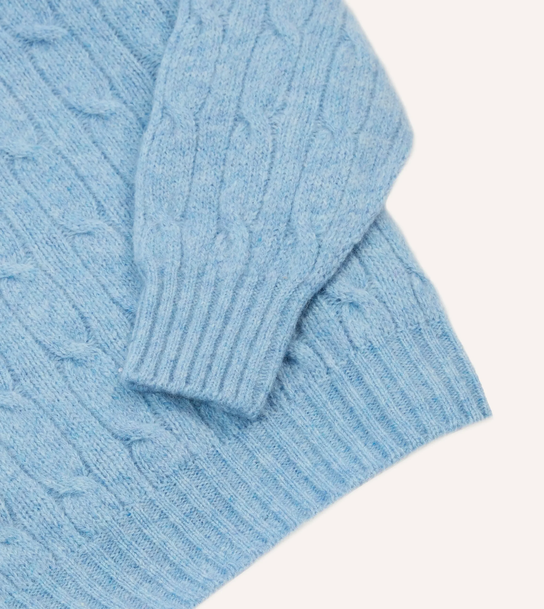 Drake’s Brushed Shetland Cable Knit Crew Neck Jumper
