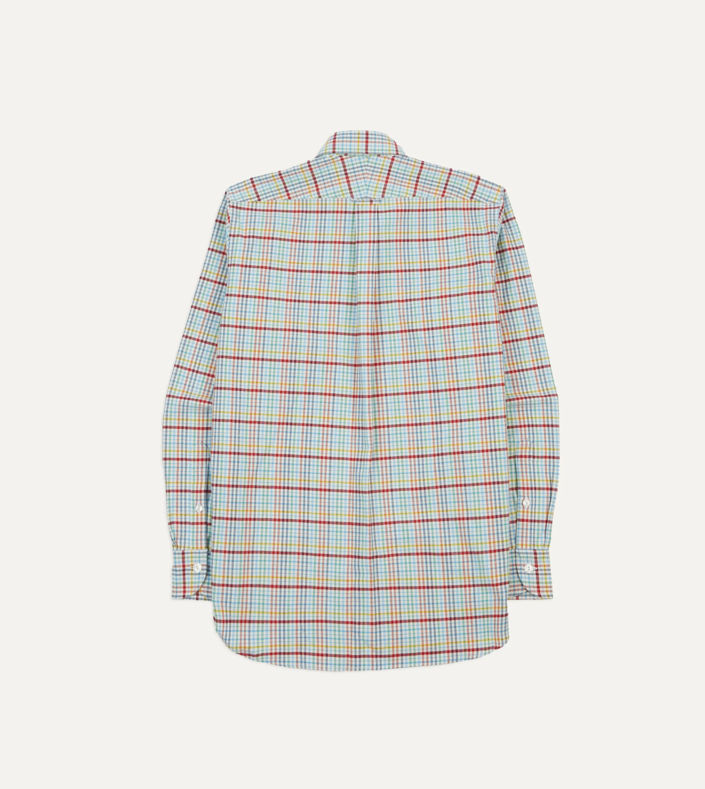 Drake’s Blue Brushed Tablecloth Check Cotton Two-Pocket Work Shirt