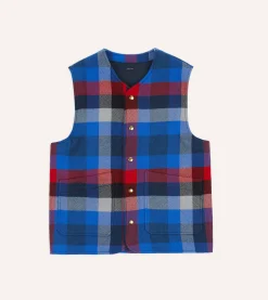 Drake’s Blue Check Wool Snap Vest