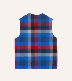 Drake’s Blue Check Wool Snap Vest