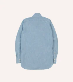 Drake’s Blue Cotton Chambray Two-Pocket Work Shirt