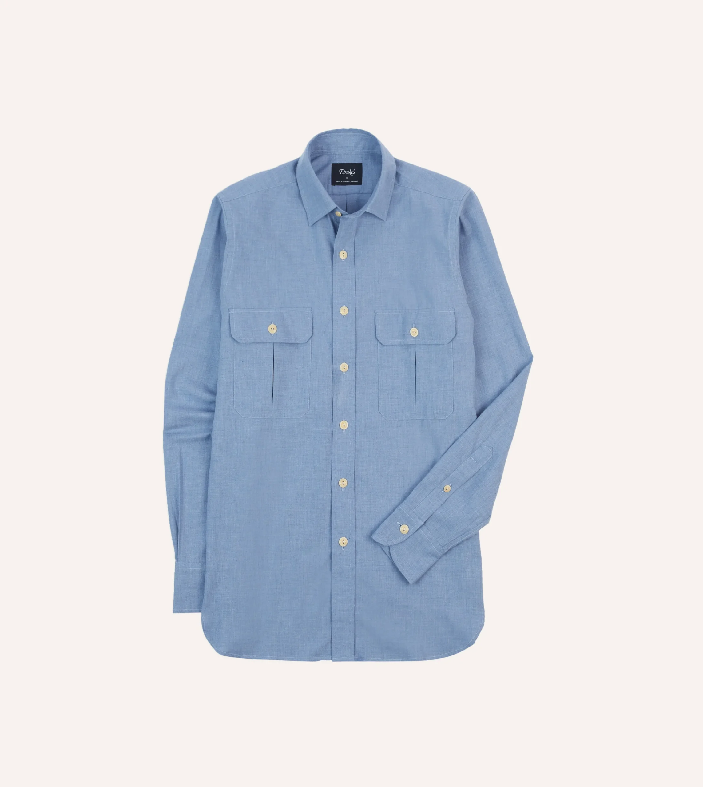 Drake’s Cotton Flannel Two-Pocket Work Shirt