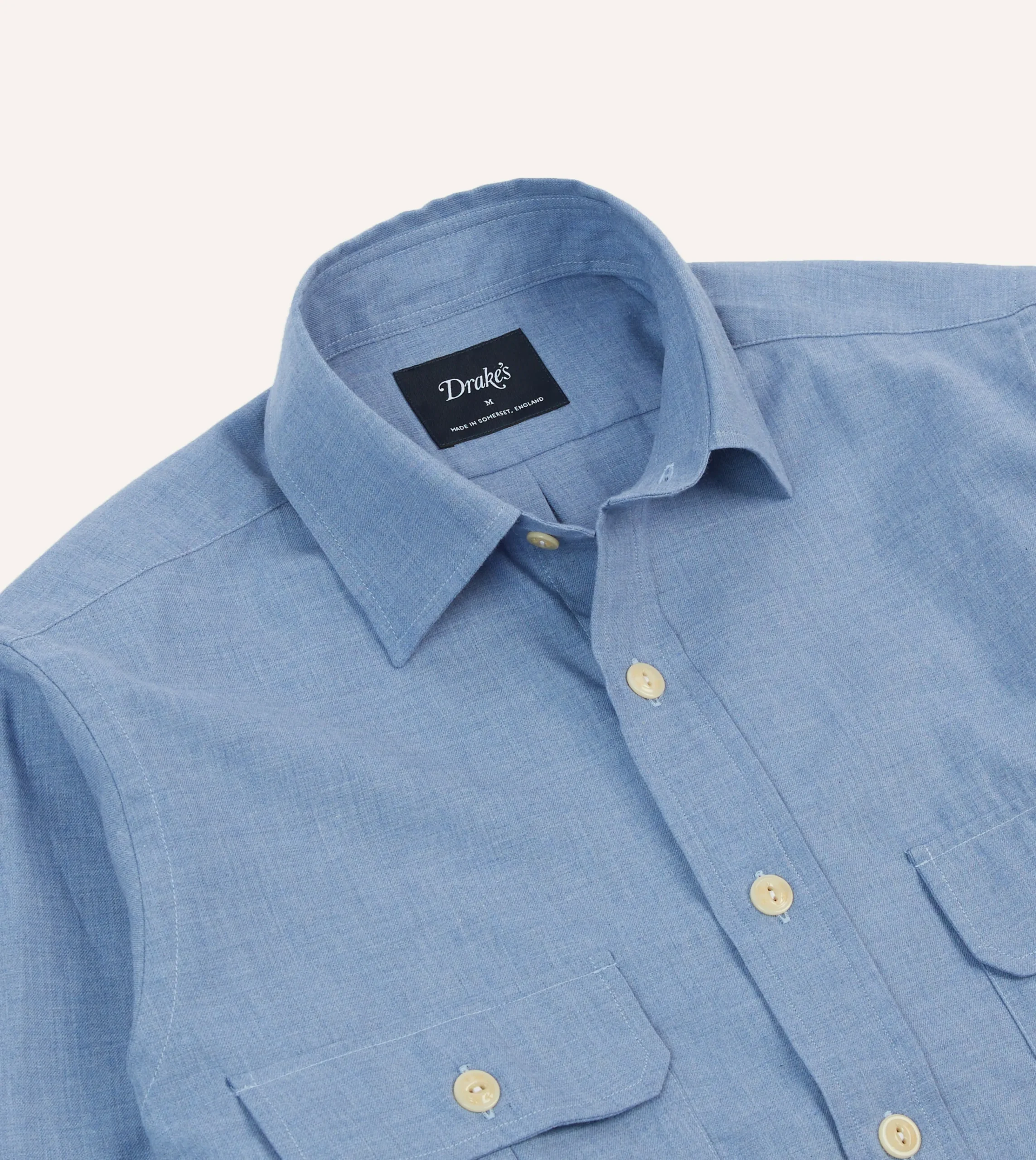Drake’s Cotton Flannel Two-Pocket Work Shirt