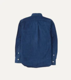 Drake’s Blue Cotton Linen Two-Pocket Work Shirt