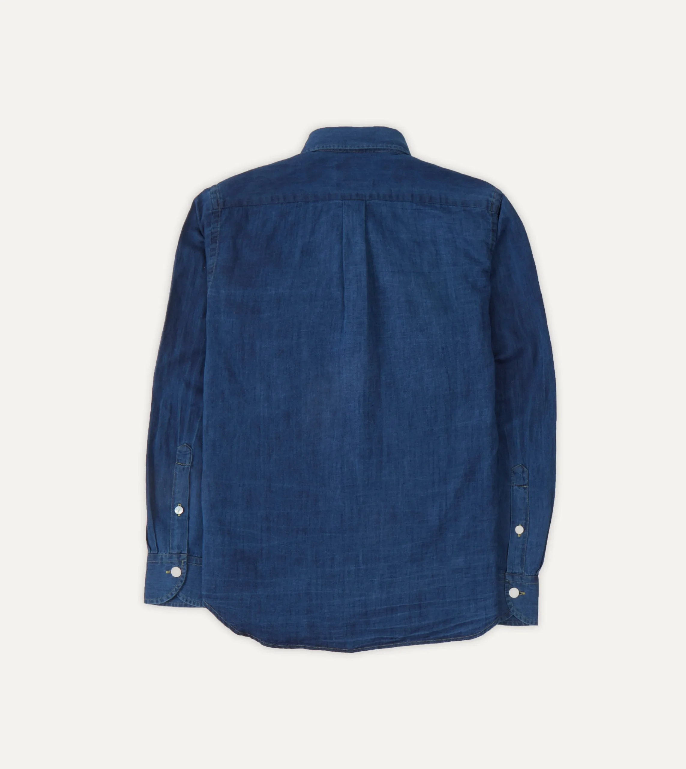 Drake’s Blue Cotton Linen Two-Pocket Work Shirt