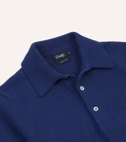 Drake’s Knitted Crepe Cotton Short-Sleeve Polo Shirt