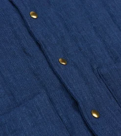 Drake’s Blue Linen Quilted Snap Vest