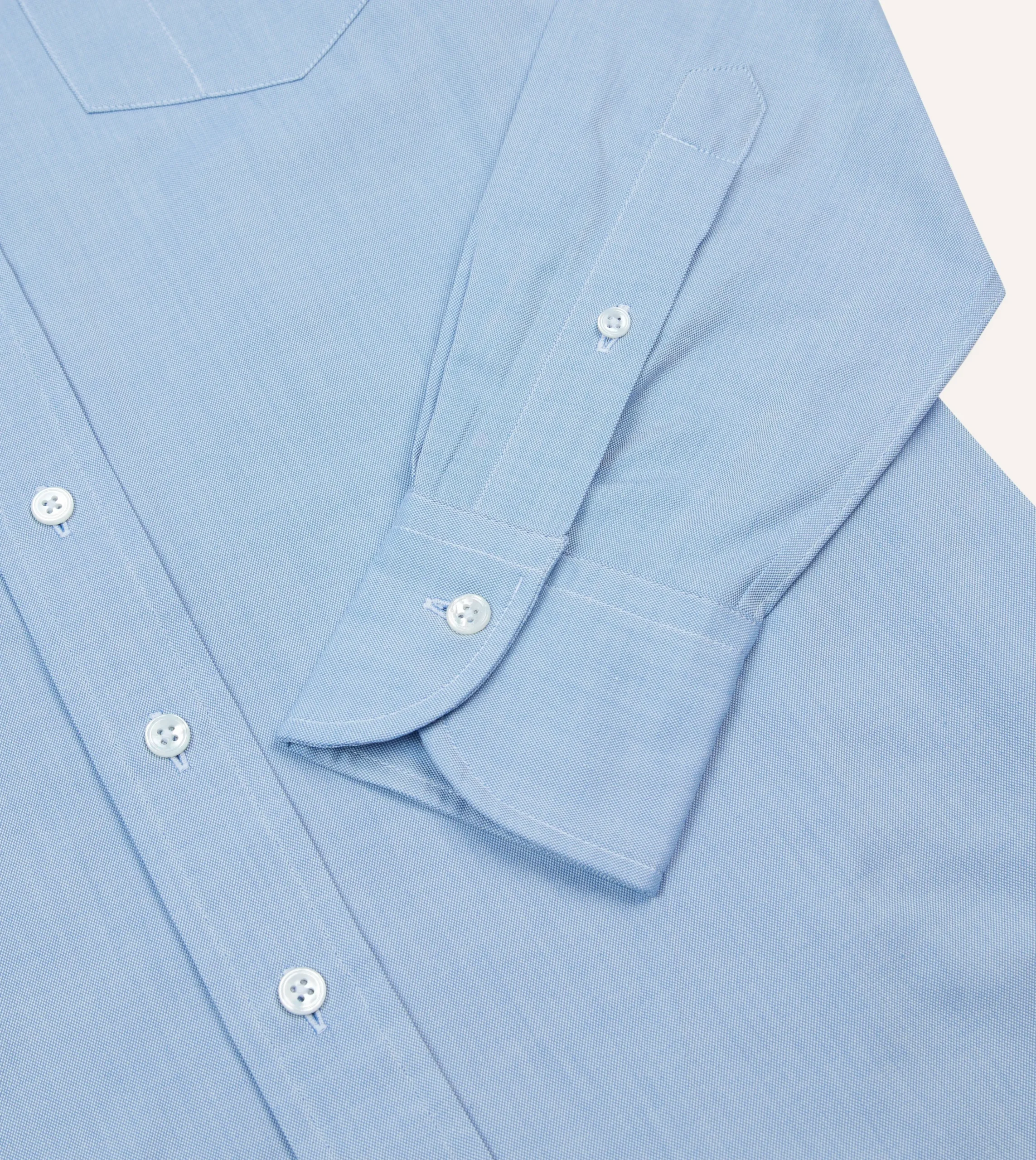 Drake’s Blue Pinpoint Oxford Cotton Cloth Long Point Collar Shirt