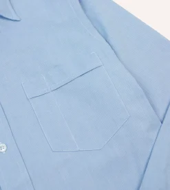 Drake’s Blue Pinpoint Oxford Cotton Cloth Long Point Collar Shirt